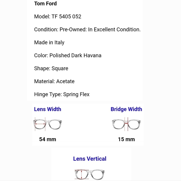 Tom Ford Dark Havana Square Eyeglass Frames - TF5405 - Picture 4 of 16